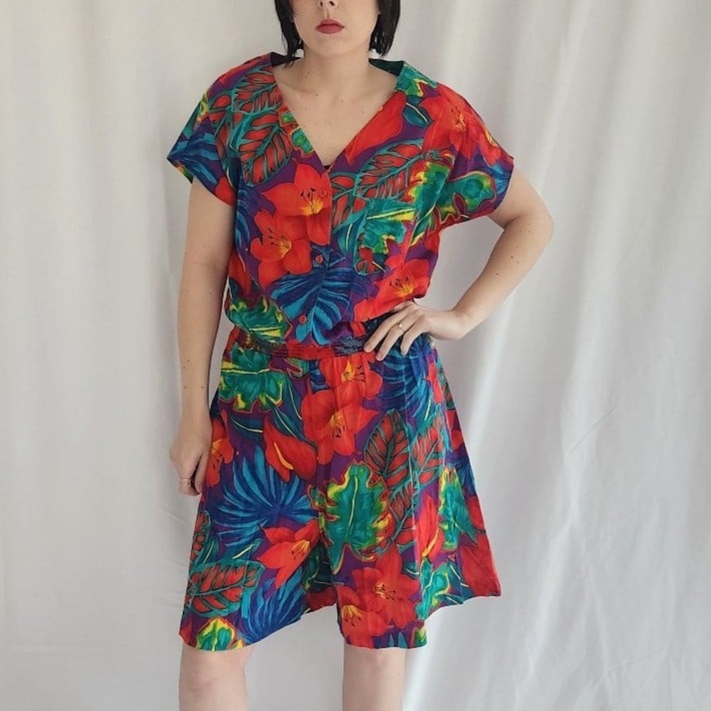 80s Hilo Hattie Hawaiian Romper